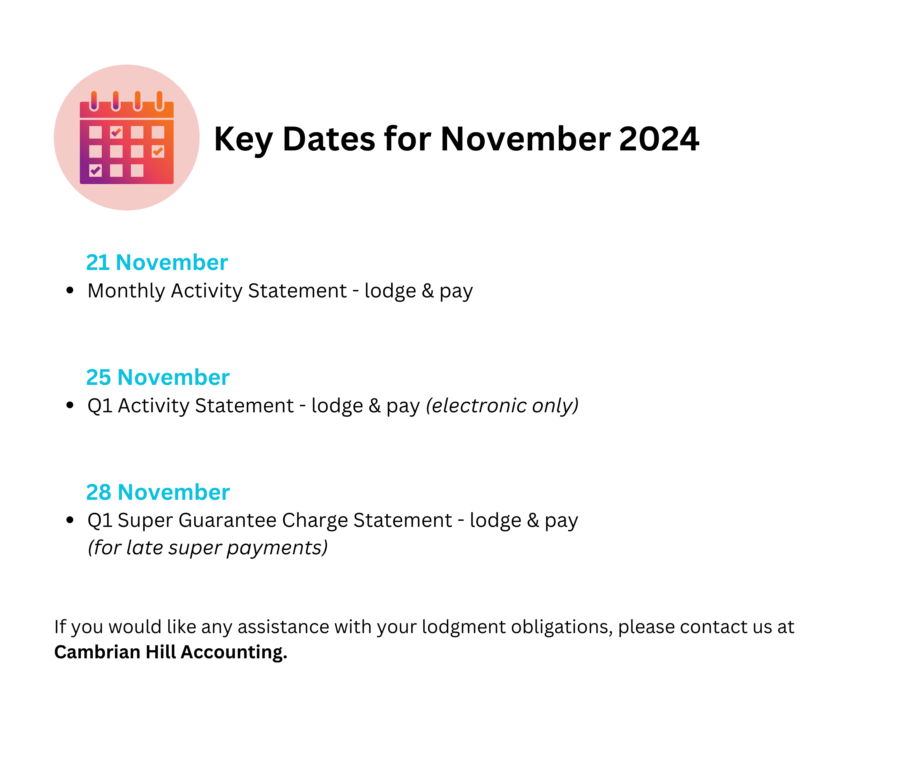 Key Dates for November 2024 2